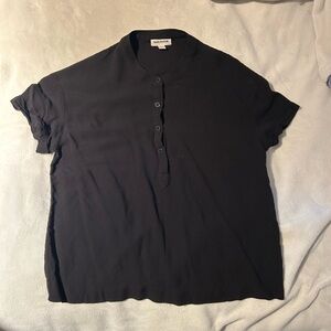 Frank & Oak Black Button-Up Blouse
